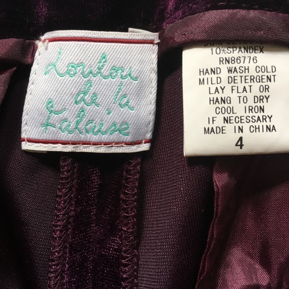 LOULOU DE LA FALAISE PURPLE VELVET PANTS SZ4 - Picture 7 of 7
